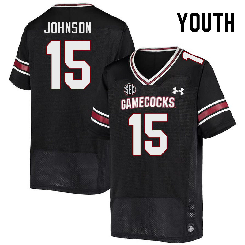 Youth #15 Fred Johnson South Carolina Gamecocks College Football Jerseys Stitched-Black